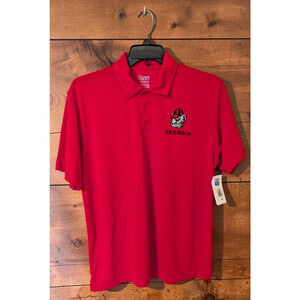 Hanes Red Georgia Bulldogs Embroidered Licensed Polo Shirt Mens Size Large 42/44